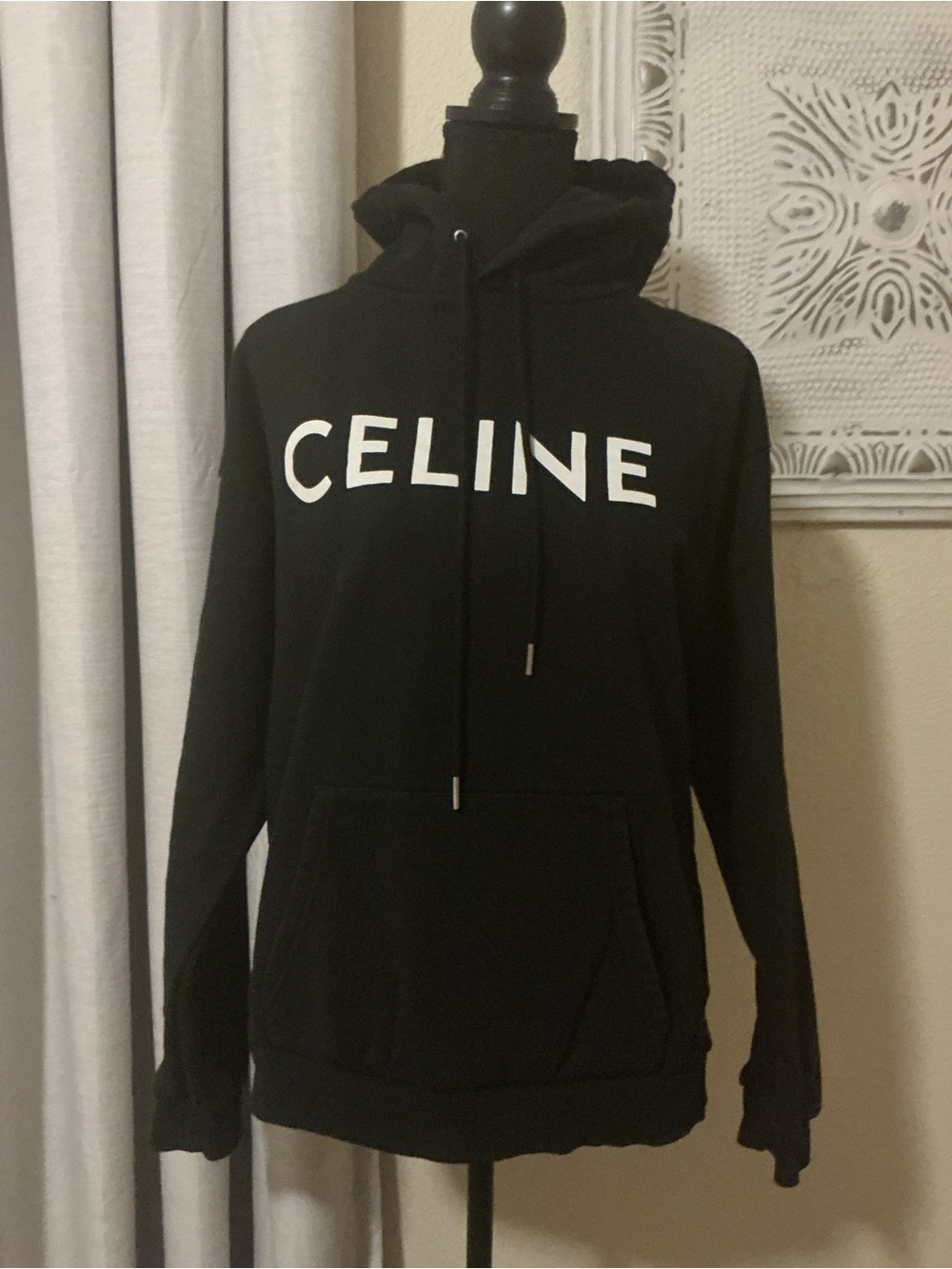 Celine Black Hoodie with White Logo